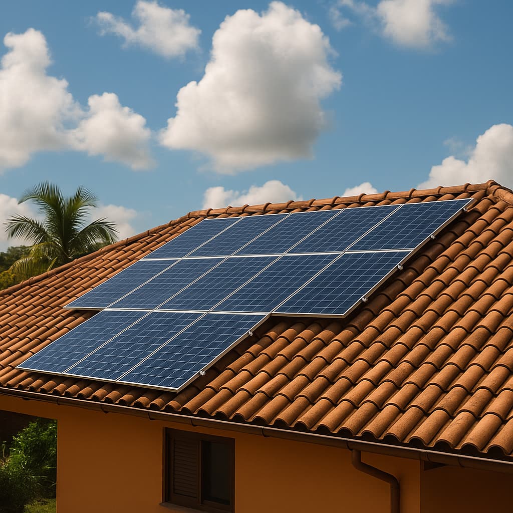 Sistema fotovoltaico residencial instalado sob a Lei 14.300 gerando economia Sistema fotovoltaico residencial instalado sob a Lei 14.300 gerando economia